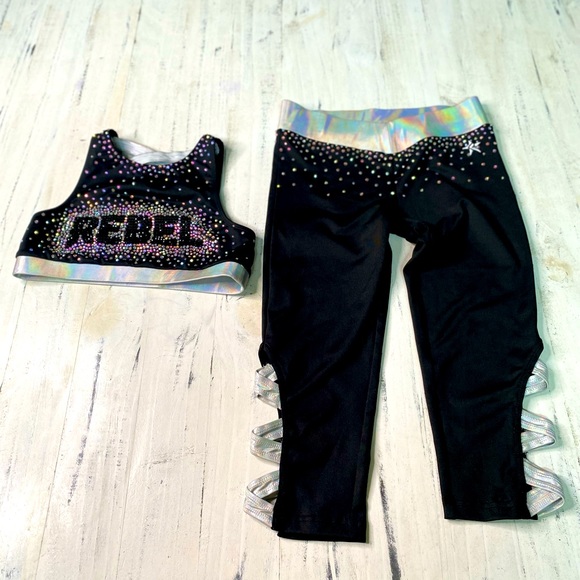 Other - Like new YL Rebel bling cheer outfit costume